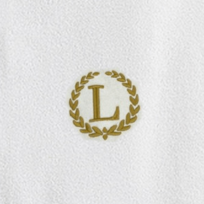 Iris Embroidered For You Hand Towel (50 x 80 Cm) Bath Towel (70 x 140 Cm) White (100% Cotton) Letter "L" Gold Thread Ballantines Font - (Set of 2) 600 Gsm