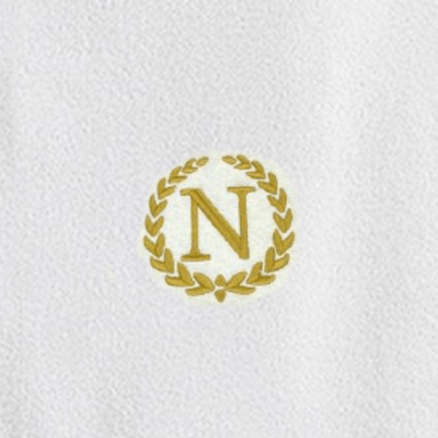 Iris Embroidered For You Hand Towel (50 x 80 Cm) Bath Towel (70 x 140 Cm) White (100% Cotton) Letter "N" Gold Thread Ballantines Font - (Set of 2) 600 Gsm