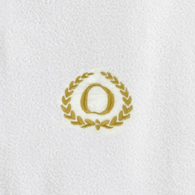 Iris Embroidered For You Hand Towel (50 x 80 Cm) Bath Towel (70 x 140 Cm) White (100% Cotton) Letter "O" Gold Thread Ballantines Font - (Set of 2) 600 Gsm