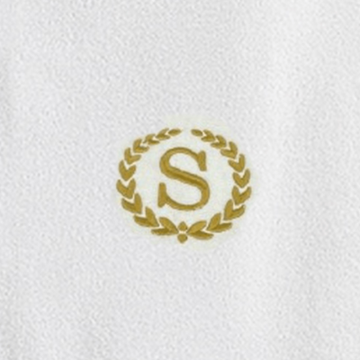 Iris Embroidered For You Hand Towel (50 x 80 Cm) Bath Towel (70 x 140 Cm) White (100% Cotton) Letter "S" Gold Thread Ballantines Font - (Set of 2) 600 Gsm