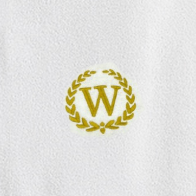 Iris Embroidered For You Hand Towel (50 x 80 Cm) Bath Towel (70 x 140 Cm) White (100% Cotton) Letter "W" Gold Thread Ballantines Font - (Set of 2) 600 Gsm