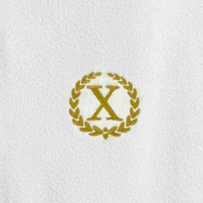 Iris Embroidered For You Hand Towel (50 x 80 Cm) Bath Towel (70 x 140 Cm) White (100% Cotton) Letter "X" Gold Thread Ballantines Font - (Set of 2) 600 Gsm