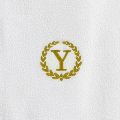 Iris Embroidered For You Hand Towel (50 x 80 Cm) Bath Towel (70 x 140 Cm) White (100% Cotton) Letter "Y" Gold Thread Ballantines Font - (Set of 2) 600 Gsm