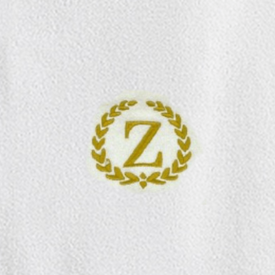 Iris Embroidered For You Hand Towel (50 x 80 Cm) Bath Towel (70 x 140 Cm) White (100% Cotton) Letter "Z" Gold Thread Ballantines Font - (Set of 2) 600 Gsm