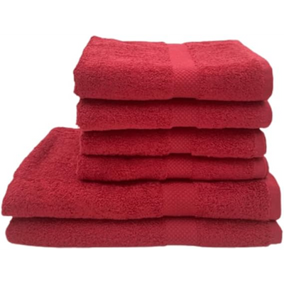 Gardenia Hand Towel 50 x 100 Cm Bath Towel (70 x 140 Cm) Red Diamond Dobby 100% Cotton - (Set of 6) 550 Gsm