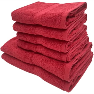 Gardenia Hand Towel 50 x 100 Cm Bath Towel (70 x 140 Cm) Red Diamond Dobby 100% Cotton - (Set of 6) 550 Gsm