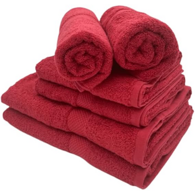 Gardenia Hand Towel 50 x 100 Cm Bath Towel (70 x 140 Cm) Red Diamond Dobby 100% Cotton - (Set of 6) 550 Gsm