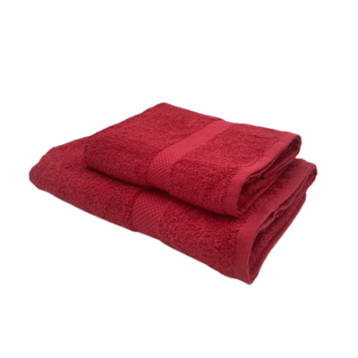 Gardenia Hand Towel 50 x 100 Cm Bath Towel (70 x 140 Cm) Red Diamond Dobby 100% Cotton - (Set of 2) 550 Gsm