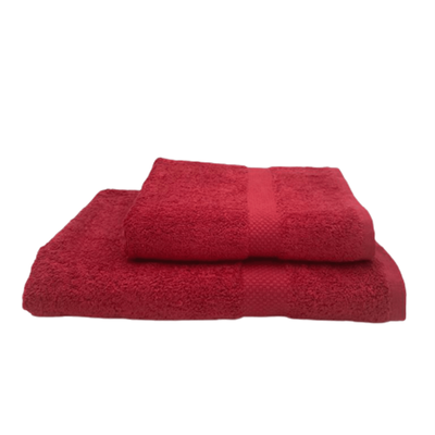 Gardenia Hand Towel 50 x 100 Cm Bath Towel (70 x 140 Cm) Red Diamond Dobby 100% Cotton - (Set of 2) 550 Gsm