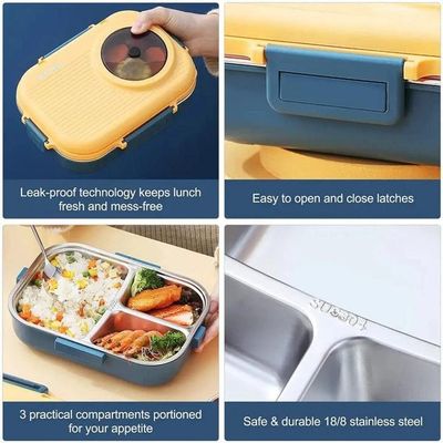 Stainless Steel Yellow Tiffin Box Lunch Box Kids Adults