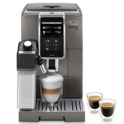 Delonghi DINAMICA PLUS Bean To Cup Fully Automatic Coffee Machine With Built In Grinder, Americano, Cappuccino, Latte, Macchiato & Espresso Maker For Home & Office ECAM370.95.T Titanium