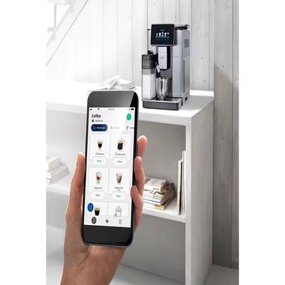Delonghi PrimaDonna Soul Fully Automatic Bean To Cup Coffee Machine, In Built Grinder, Smart Touch Screen, Cappuccino, Latte Macchiato, Espresso Coffee Maker App Link, ECAM610.75.MB,Metalic & Silver