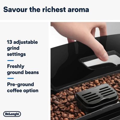 Delonghi MAGNIFICA S SMART Bean To Cup Fully Automatic Coffee Machine With Milk Frother, Built In Grinder, Americano, Cappuccino, Latte, Macchiato & Espresso Maker ECAM22.110.B Black