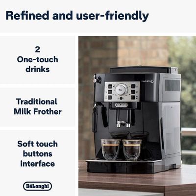 Delonghi MAGNIFICA S SMART Bean To Cup Fully Automatic Coffee Machine With Milk Frother, Built In Grinder, Americano, Cappuccino, Latte, Macchiato & Espresso Maker ECAM22.110.B Black