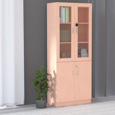 Mahmayi Carre 1123 Full Height Bookshelf Cabinet with Digital Lock Sturdy and Elegant Wooden Bookshelf Ideal for Home and Office - Oak