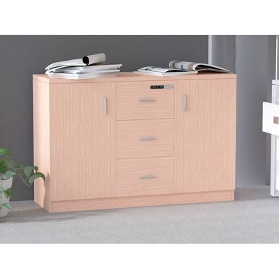 Mahmayi Carre 1147 Storage Cabinet with 3 Storage Drawer and 2 Side Door with Touch Screen Digital Lock ideal for Home and Office - Oak
