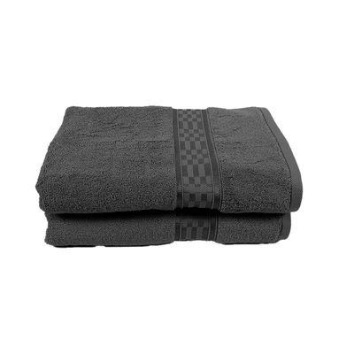 Home Ultra (Grey) Premium Bath Towel (70 x 140 Cm - Set of 2) 100% Cotton Highly Absorbent, High Quality Bath linen with Checkered Dobby (550 Gsm)