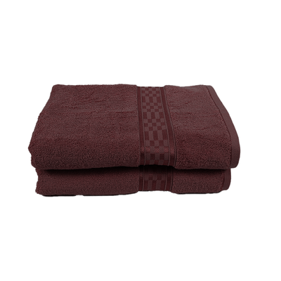 Home Ultra (Burgundy) Premium Bath Towel (70 x 140 Cm - Set of 2) 100% Cotton Highly Absorbent, High Quality Bath linen with Checkered Dobby (550 Gsm)