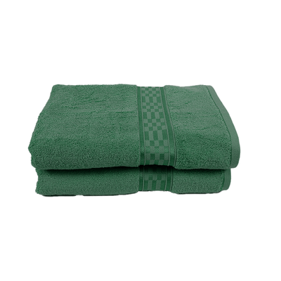 Home Ultra (Green) Premium Bath Towel (70 x 140 Cm - Set of 2) 100% Cotton Highly Absorbent, High Quality Bath linen with Checkered Dobby (550 Gsm)