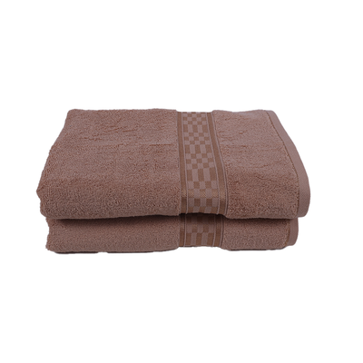 Home Ultra (Beige) Premium Bath Towel (70 x 140 Cm - Set of 2) 100% Cotton Highly Absorbent, High Quality Bath linen with Checkered Dobby (550 Gsm)