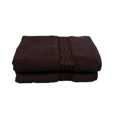 Home Ultra (Brown) Premium Bath Towel (70 x 140 Cm - Set of 2) 100% Cotton Highly Absorbent, High Quality Bath linen with Checkered Dobby (550 Gsm)