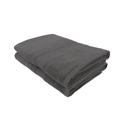 Home Castle (Grey) Premium Bath Towel (70 x 140 Cm - Set of 2) 100% Cotton Highly Absorbent, High Quality Bath linen with Diamond Dobby (550 Gsm)