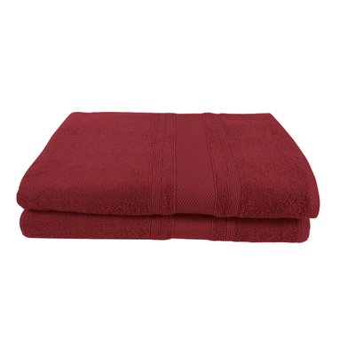 Home Castle (Maroon) Premium Bath Towel (70 x 140 Cm - Set of 2) 100% Cotton Highly Absorbent, High Quality Bath linen with Diamond Dobby (550 Gsm)