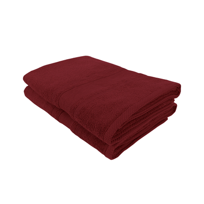 Home Castle (Maroon) Premium Bath Towel (70 x 140 Cm - Set of 2) 100% Cotton Highly Absorbent, High Quality Bath linen with Diamond Dobby (550 Gsm)