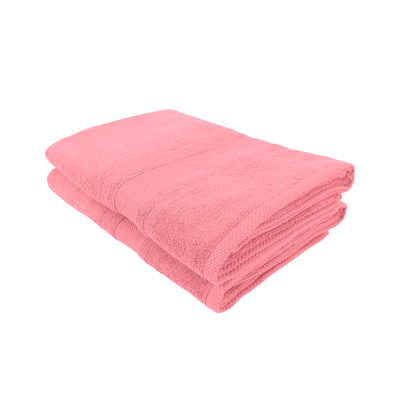 Home Castle (Pink) Premium Bath Towel (70 x 140 Cm - Set of 2) 100% Cotton Highly Absorbent, High Quality Bath linen with Diamond Dobby (550 Gsm)