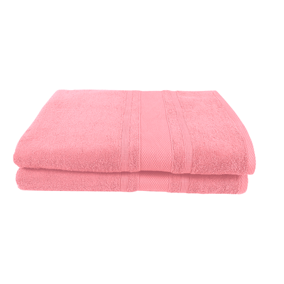 Home Castle (Pink) Premium Bath Towel (70 x 140 Cm - Set of 2) 100% Cotton Highly Absorbent, High Quality Bath linen with Diamond Dobby (550 Gsm)