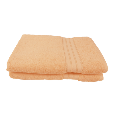 Home Trendy (Peach) Premium Bath Towel (70 x 140 Cm - Set of 2) 100% Cotton Highly Absorbent, High Quality Bath linen with Striped Dobby (550 Gsm)