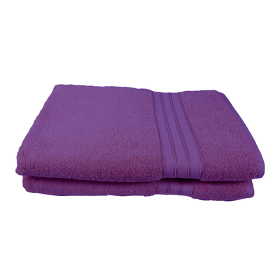 Home Trendy (Lavender) Premium Bath Towel (70 x 140 Cm - Set of 2) 100% Cotton Highly Absorbent, High Quality Bath linen with Striped Dobby (550 Gsm)