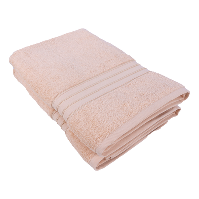 Home Trendy (Cream) Premium Bath Towel (70 x 140 Cm - Set of 2) 100% Cotton Highly Absorbent, High Quality Bath linen with Striped Dobby (550 Gsm)