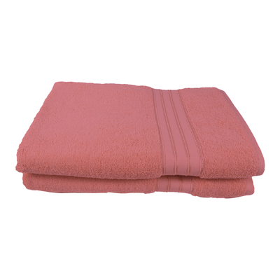 Home Trendy (Pink) Premium Bath Towel (70 x 140 Cm - Set of 2) 100% Cotton Highly Absorbent, High Quality Bath linen with Striped Dobby (550 Gsm)