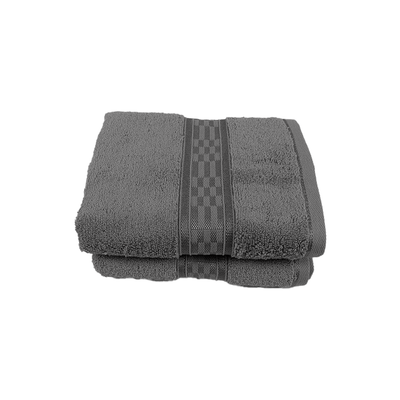 Home Ultra (Grey) Premium Hand Towel (50 x 90 Cm - Set of 2) 100% Cotton Highly Absorbent, High Quality Bath linen with Checkered Dobby 550 Gsm