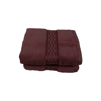 Home Ultra (Burgundy) Premium Hand Towel (50 x 90 Cm - Set of 2) 100% Cotton Highly Absorbent, High Quality Bath linen with Checkered Dobby 550 Gsm