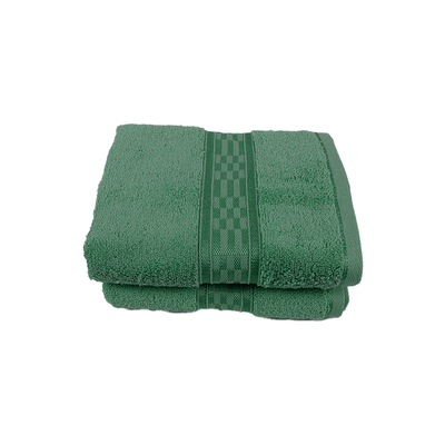 Home Ultra (Green) Premium Hand Towel (50 x 90 Cm - Set of 2) 100% Cotton Highly Absorbent, High Quality Bath linen with Checkered Dobby 550 Gsm