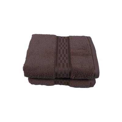 Home Ultra (Brown) Premium Hand Towel (50 x 90 Cm - Set of 2) 100% Cotton Highly Absorbent, High Quality Bath linen with Checkered Dobby 550 Gsm