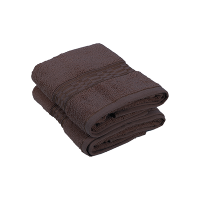 Home Ultra (Brown) Premium Hand Towel (50 x 90 Cm - Set of 2) 100% Cotton Highly Absorbent, High Quality Bath linen with Checkered Dobby 550 Gsm