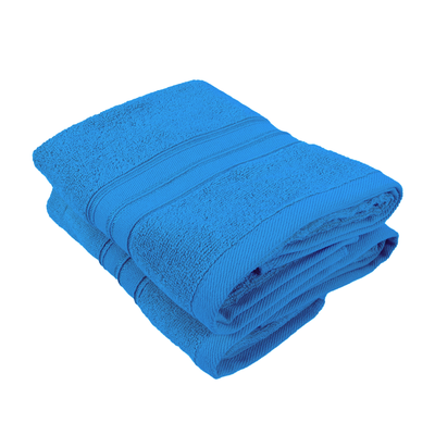 Home Trendy (Blue) Premium Hand Towel (50 x 90 Cm - Set of 2) 100% Cotton Highly Absorbent, High Quality Bath linen with Striped Dobby 550 Gsm