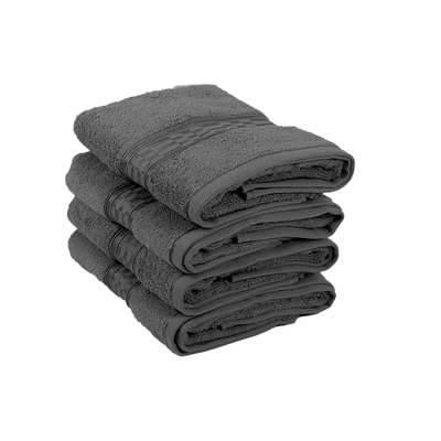 Home Ultra (Grey) Premium Hand Towel (50 x 90 Cm - Set of 4) 100% Cotton Highly Absorbent, High Quality Bath linen with Checkered Dobby 550 Gsm