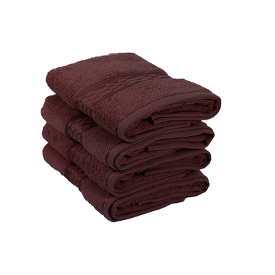 Home Ultra (Burgundy) Premium Hand Towel (50 x 90 Cm - Set of 4) 100% Cotton Highly Absorbent, High Quality Bath linen with Checkered Dobby 550 Gsm