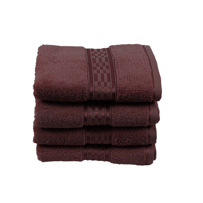 Home Ultra (Burgundy) Premium Hand Towel (50 x 90 Cm - Set of 4) 100% Cotton Highly Absorbent, High Quality Bath linen with Checkered Dobby 550 Gsm