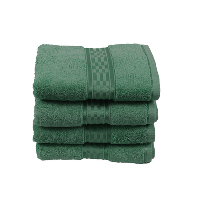 Home Ultra (Green) Premium Hand Towel (50 x 90 Cm - Set of 4) 100% Cotton Highly Absorbent, High Quality Bath linen with Checkered Dobby 550 Gsm