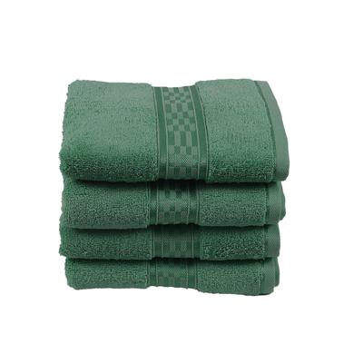 منشفة يد فاخرة من  الصفحة الرئيسية الترا (أخضر) (50 × 90 سم - مجموعة من 4) 100% قطن عالي الامتصاص، بياضات حمام عالية الجودة مع دوبي مربعات 550 جرامًا للمتر المربع
