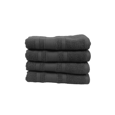 Home Castle (Grey) Premium Hand Towel (50 x 90 Cm - Set of 4) 100% Cotton Highly Absorbent, High Quality Bath linen with Diamond Dobby 550 Gsm