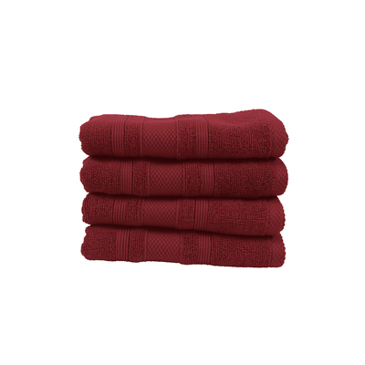 Home Castle (Maroon) Premium Hand Towel (50 x 90 Cm - Set of 4) 100% Cotton Highly Absorbent, High Quality Bath linen with Diamond Dobby 550 Gsm