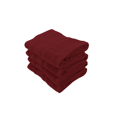 Home Castle (Maroon) Premium Hand Towel (50 x 90 Cm - Set of 4) 100% Cotton Highly Absorbent, High Quality Bath linen with Diamond Dobby 550 Gsm