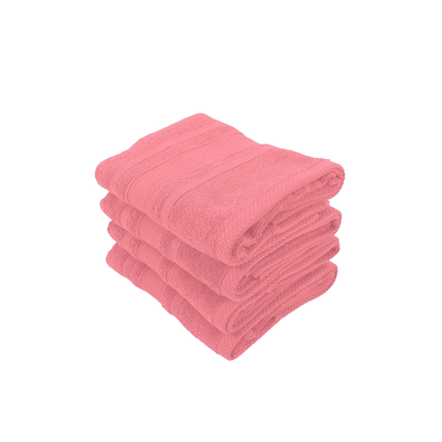 Home Castle (Pink) Premium Hand Towel (50 x 90 Cm - Set of 4) 100% Cotton Highly Absorbent, High Quality Bath linen with Diamond Dobby 550 Gsm