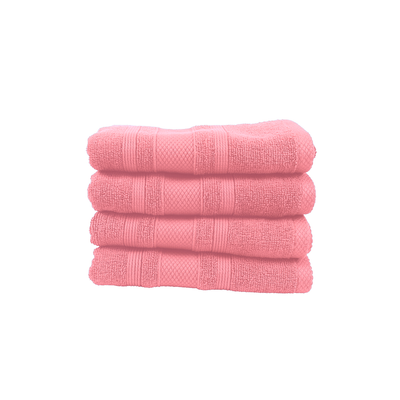 Home Castle (Pink) Premium Hand Towel (50 x 90 Cm - Set of 4) 100% Cotton Highly Absorbent, High Quality Bath linen with Diamond Dobby 550 Gsm